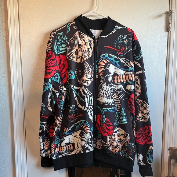 Other - Skull and Dice Graphic Bomber Jacket